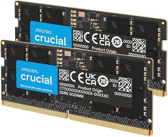 Crucial DDR5 RAM 32GB Kit (2x16GB) 4800MHz SODIMM Memory for Laptop/Notebook Mini PC CL40 - CT2K16G48C40S5