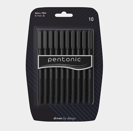 LINC Pentonic Ball Point Pen | Tip Size 0.7 mm | Comfortable Grip | Ideal for Students and Professionals | For School, Office & Business Use | Blister Pack of 10, Blue Ink