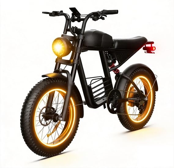 Electric Bike for Adults with 1500W Peak Motor,Max Speed 30MPH,Up to 60Miles,Moped ebikes with 15.6AH Battery,20" Fat Tire Adult Electric Bicycle(USA Werahouse)