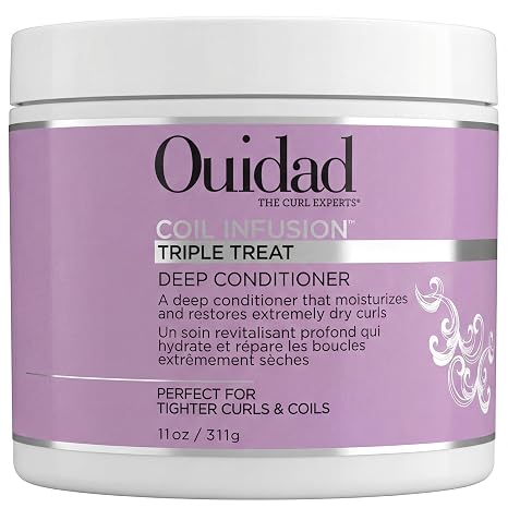 Ouidad Coil Infusion Triple Treat Deep Conditioner 11oz | Moisture Mask for 3C 4A 4B 4C Curly Coily Hair | Ceramide Repair with Black Castor, Avocado, Grapeseed Oils | Strength Care