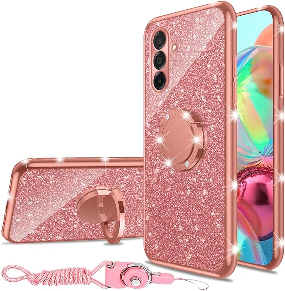 nancheng for Samsung Galaxy A26 5G/A17 5G/A18 Case Cute Bling, Rose Gold