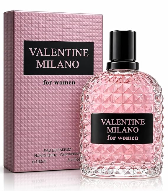 Valentine Milano Women's cologne 3.4 Fl. Oz. Eau de Parfum Natural Spray with Vanilla, Jasmine and Bergamot Notes Long Lasting Perfume for Daily Use