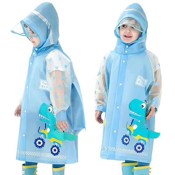 Kids Raincoats for Girls Boys Waterproof Rain Jacket Cartoon Dinosaur Children Toddler Rain Wear Children Rain Poncho S Size 1-2 Years