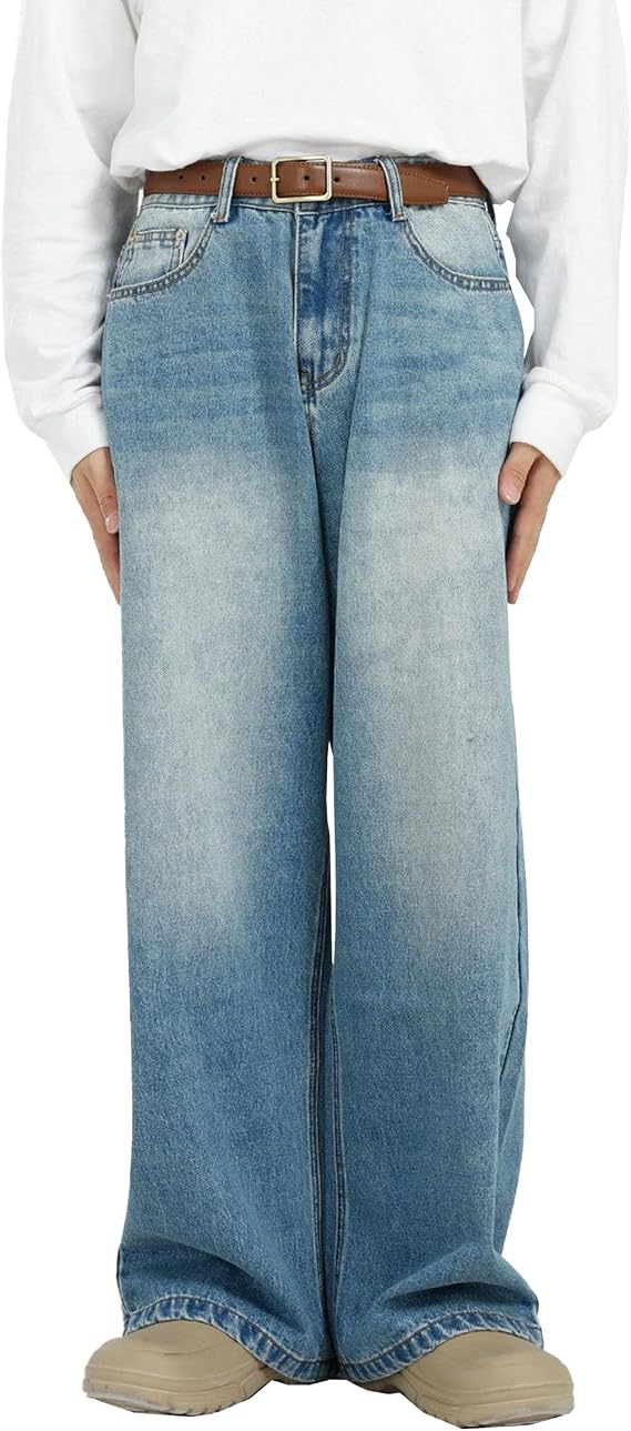 Men's Straight Leg Loose Fit Casual Jeans Washed Basic Outdoor Denim Pants Classic Casual Comfort Trousers