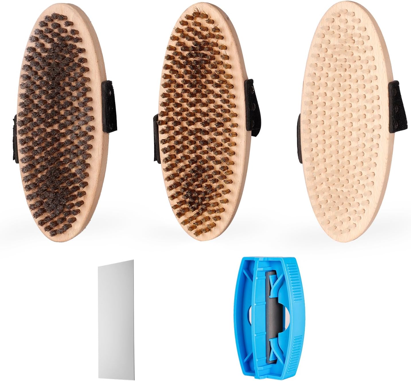 OutdoorMaster SkiSnowboard Wax Brush Kit - 3 Wax Brushes  Metal Scraper  Edge File  Side Edge Tuner with 86 87 88 89 Degrees Bevel