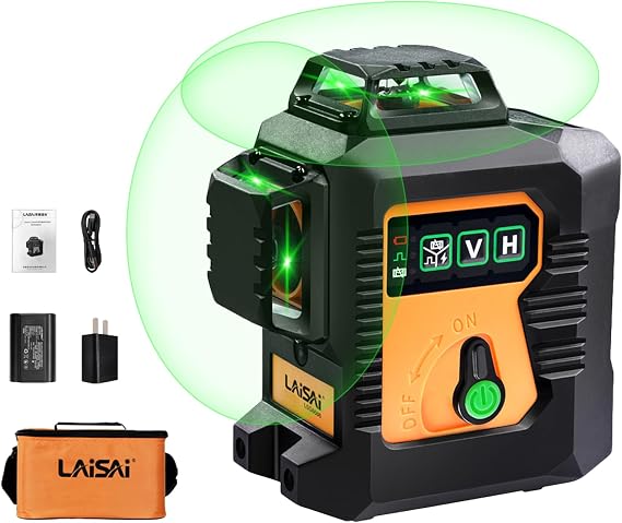 LSG6666-S 3x360 Green Laser Level, Self-Leveling with Battery