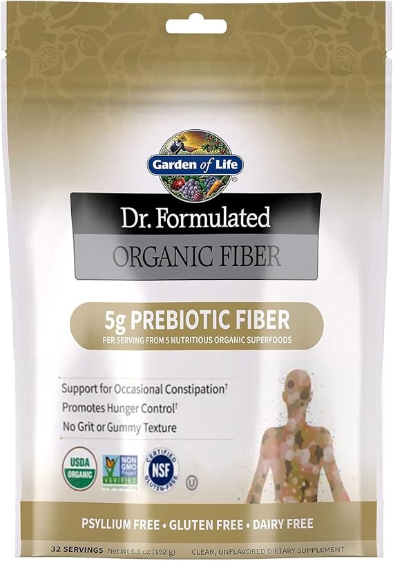 Garden of Life Dr. Formulated Organic Fiber Powder, Unflavored, 32 Servings