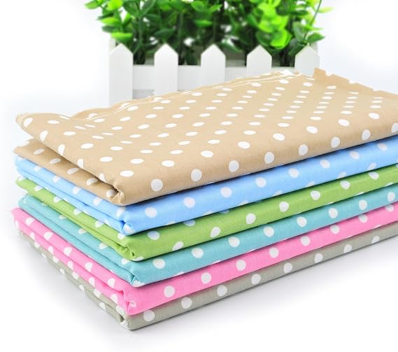Printed Cotton Twill Pre-Cut Quilting Fat Quarter Fabric Assortments Craft Cloth Bundle Squares DIY for Sewing Crafting Rose Flavor(6mm Dot Assortments,18 by 20.5Inch)