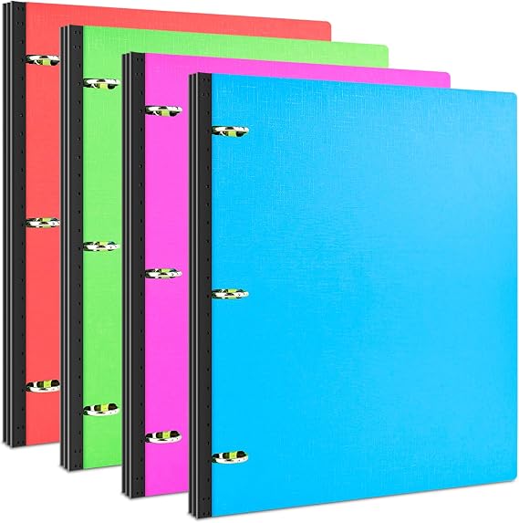 INFUN 1 INCH Telescoping 3 Ring Binder - 4PCS, Portable Plastic Binder with Telescoping Spine ,3 Ring Binders with Foldable Front Cover Holds 8.5" x 11" Paper for School,Office and Homes