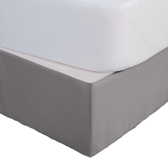 Martex King Size Inverted Pleat Bedskirt - 15 Drop - Pleated Bed Skirt - Hotel Luxury Style - Easy Care - Microfiber Bed Skirt | Gray