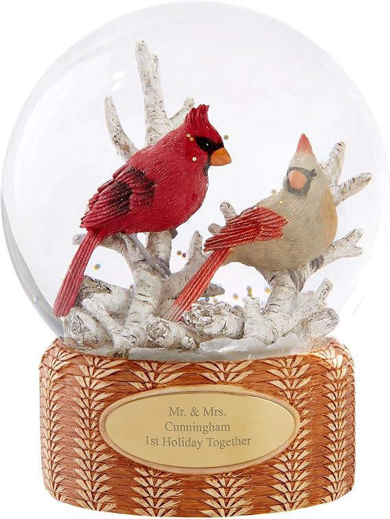 Things Remembered Engraved Cardinal Couple Musical Snow Globe (Free Customization)