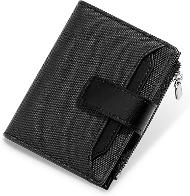 Wallet Women Small Bifold Leather Wallet Woven Embossing Girls Ladies Female Mini Purse with 18 Card Slots  1 Zipper Coin Pocket  1 Cash Slot Black
