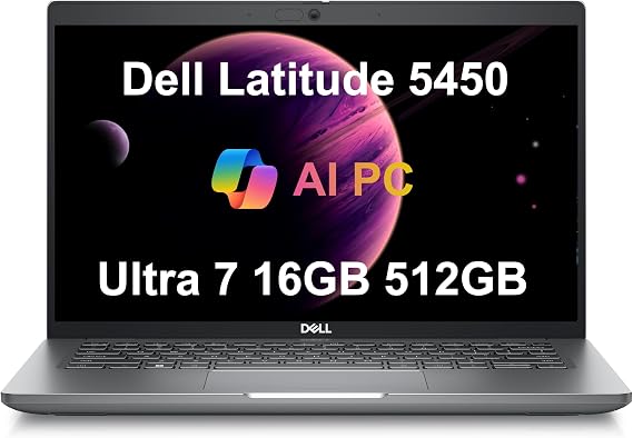 Dell Latitude 5450 Business Laptop, Intel Ultra 7 155U, 16GB RAM, 512GB SSD