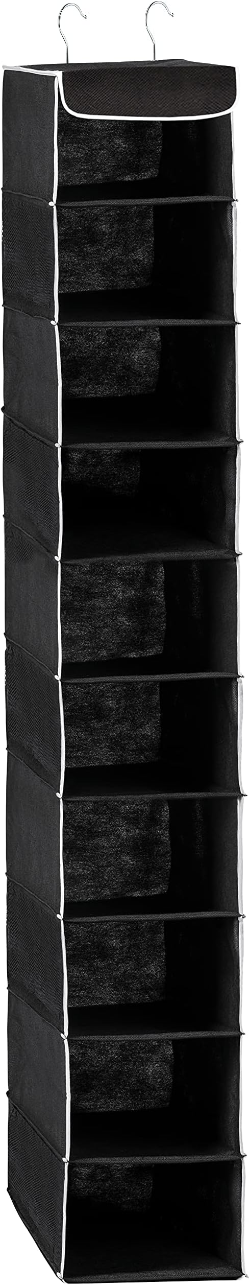 ZOBER Hanging Closet Organizer, 10-Shelf - Hanging Storage Organizer Shelves for Clothes, Towels, Toys - College Dorm Room, Nursery, Home Closet