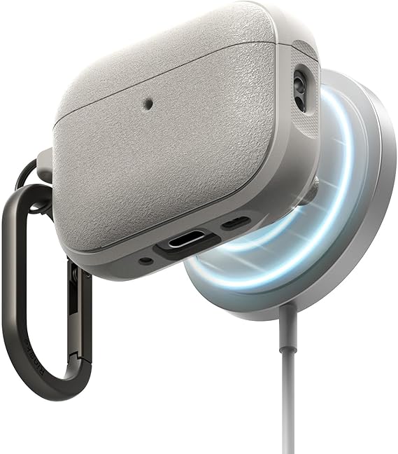 Ringke Onyx Magnetic for AirPods Pro 3 Case [Compatible with MagSafe] Oil & Dirt Resistant Feels Good in The Hand Non-Slip Lightweight Cover with Carabiner - Warm Gray
