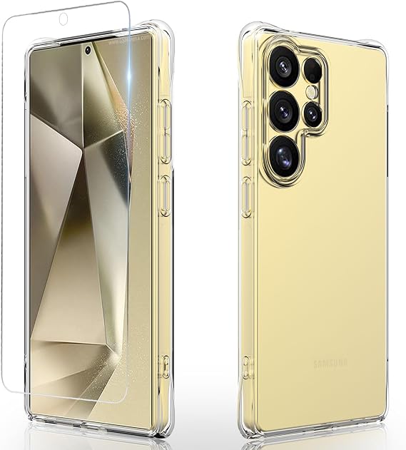 Osophter for Galaxy S25 Ultra Case: Clear Women Girls Boys with Screen Protector Reinforced Corners TPU Shock-Absorption Flexible for Samsung Galaxy S25 Ultra Phone Case-Clear