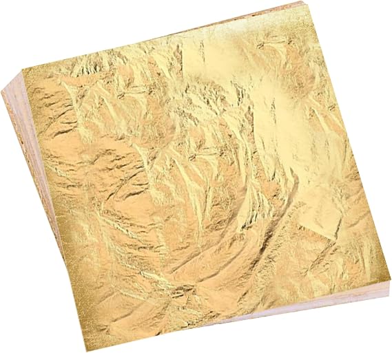 Gold Leaf Sheets for Arts, Painting, Gilding Crafting, Decoration, 5.5 by 5.5 Inches Imitation Gold Foil Sheets 100pcs