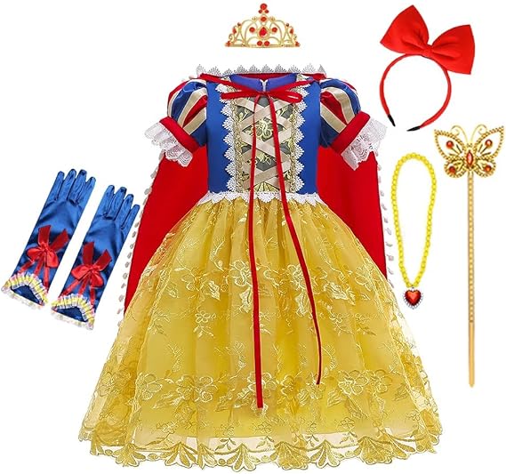 Princess Birthday Lace Dress Girls Costume Halloween Christmas Fancy Cosplay Party Outfits w/Accessories 3T