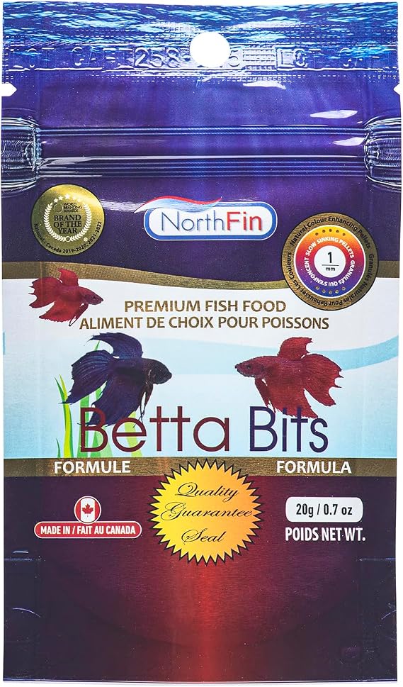 Northfin Betta Bits Fish Food, Slow-Sinking Pellets, 1mm, 20g