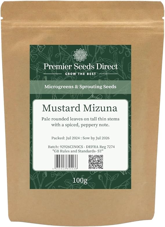 PREMIER SEEDS DIRECT - MICROGREEN Seeds - Mustard MIZUNA (250 Grams)