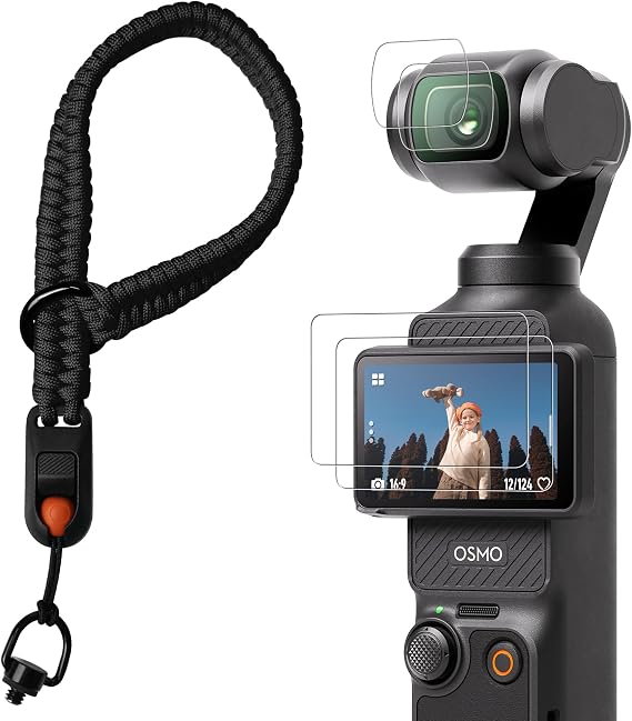 CYNOVA Adjustable Nylon Hand Wrist Straps Lanyard + Pocket 3 Screen Protector