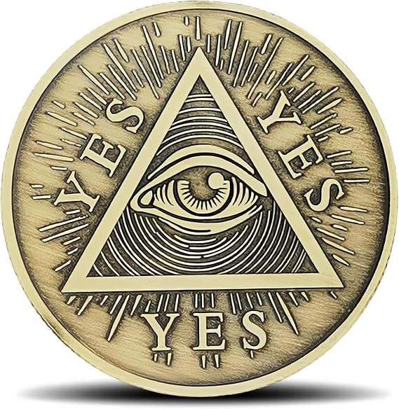 Decision Making Challenge Coin - Yes and No Design with Mystical Motifs - Fun and Unique Tool for Choices