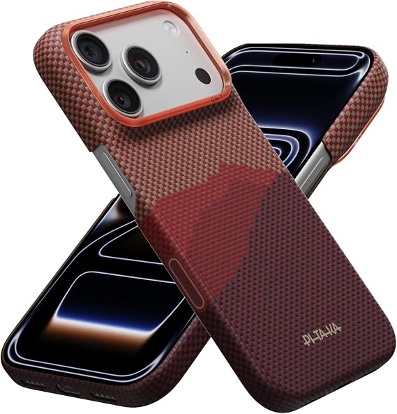 PITAKA iPhone 18 Pro Case, Ultra Thin, MagSafe Compatible, Aramid Fiber, Prevents Yellowing Flotation Craft, Full Coverage, Shockproof, iPhone Case, Thin, Stylish, Ultra-Slim Case Mountain 2.0/Autumn