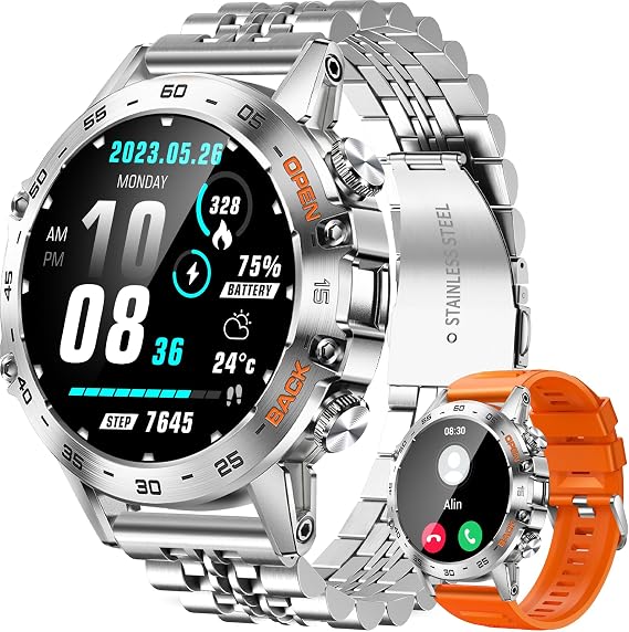 Military Smart Watches for Men(Answer/Make Call), Tactical Smartwatch for Android iOS, 400mAh Battery/Sports Modes