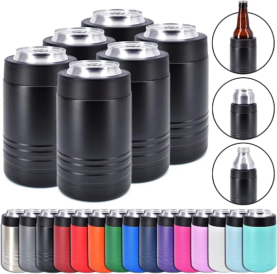 Clear Water Home Goods 12 oz 4-in-1 Can Cooler Black (6-Pack)