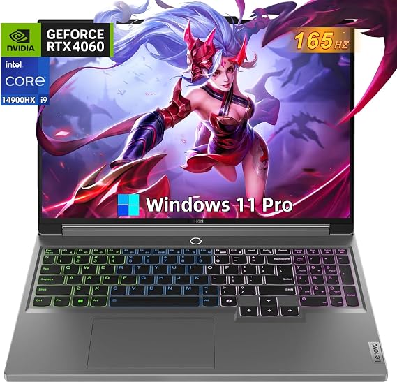 Lenovo Legion 5i Gaming Laptop, with Office 2024 Lifetime License, Intel 24-Core i9-14900HX, 16" 2K 165Hz WQXGA Display, 32GB DDR5 RAM, 1TB SSD, GeForce RTX 4060, Backlit KB, Wi-Fi 6E, Windows 11 Pro