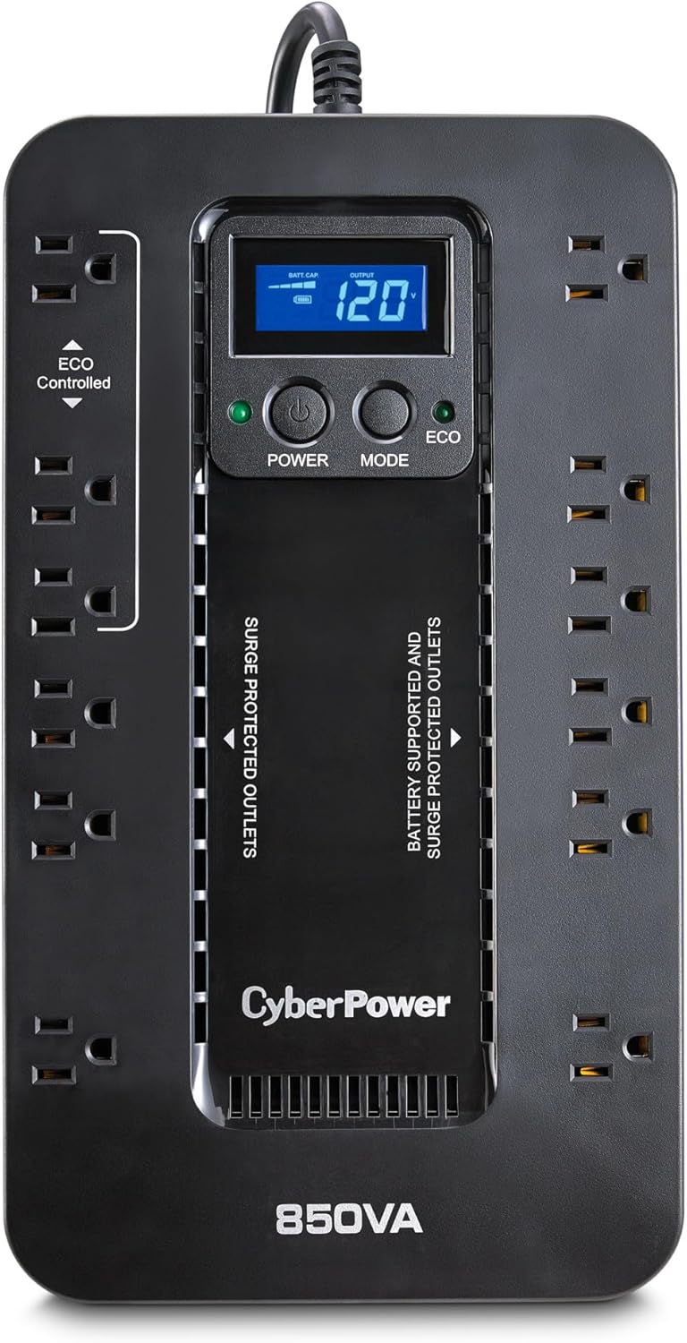 CyberPower Ecologic Series EC850LCD - UPS - AC 120 V - 510 Watt - 850 VA - USB - output connectors: 12