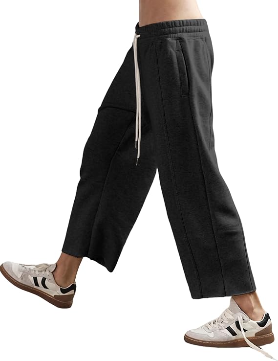 Lentta Women's Flattering Straight Leg Pants Casual Elastic Waisted Palazzo Trousers with Pockets