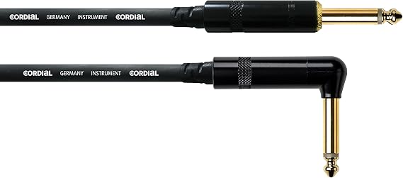Cordial Intro 6m Straight to Angled Instrument and Guitar Cable