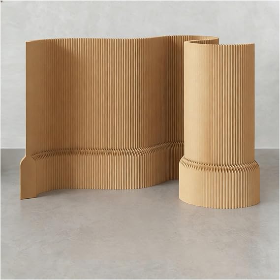 Accordion Room Divider - Modern Kraft Paper Room Partition for Dorm, Studio, Office, Dressing Room, Beauty Salon