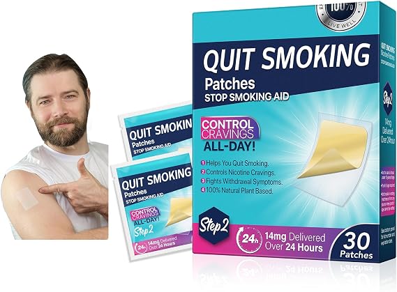 Step 2 Quit Smoking Patches, Patches 14mg Stop Smoking Aids Patches, Easy & Effective Anti-Stickers, 30 Count Helping Quit Patch, Quit Smoking Stickers That Work with 2 Weeks