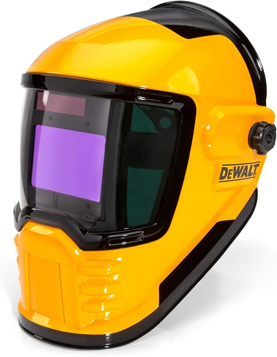 Dewalt Wide View Auto-Darkening Welding Helmet, Three Darkening Modes, 4 Lightning Fast Arc Sensors, Side Lenses for Panoramic Viewing, Adjustable Lightening Delay, Shade Control