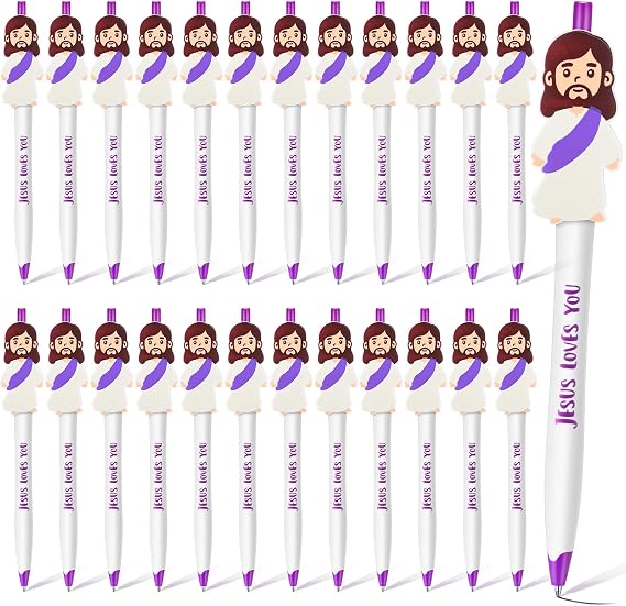 CroBlissful 24 Pcs Christian Jesus Pens Bulk, Christian Halloween Favors
