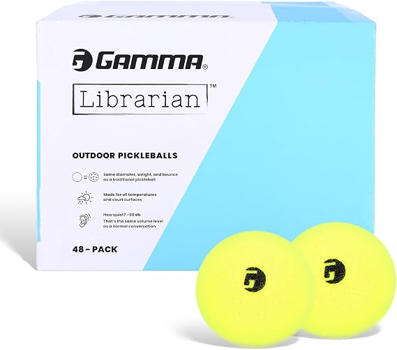 Gamma Librarian Foam Quiet Pickleball Balls Low-Noise Practice Balls with True Bounce on Any Surface Foam Pickleballs Available in 48 Box, 3 Pack, or 6 Pack