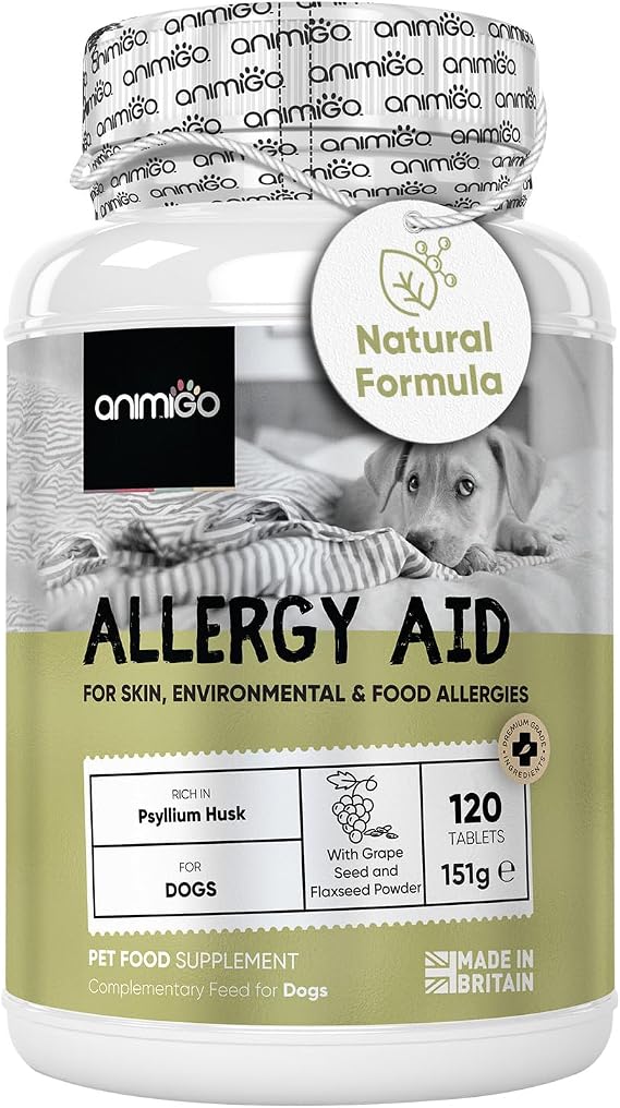 Dog Allergy Tablets - 120 Tablets - For Itchy Skin, Immunity, Digestion & Seasonal Allergies - Grape Seed & Chicken Flavoured - Dog Allergy Chews Alternative