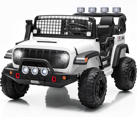 24V 2 Seater Ride On Car for Kids, Remote Control, Electric Truck, White