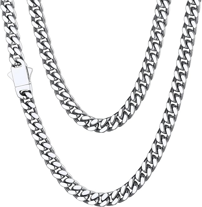 ChainsHouse Cuban Link Chain for Men, Stainless Steel Waterproof Necklace
