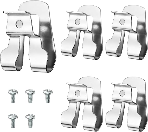 5 Pcs Belt Clip for Ryobi, Drill Clip for Ryobi and Ridgid 18 volt Tools 633586002 636181001 Replacement Part Stainless Steel Driver Hook with Screws for Tool Belt