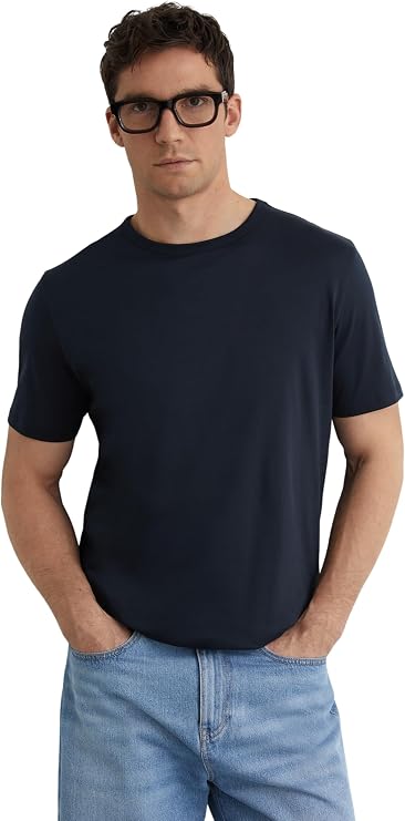 REISS Mens' Count SS Mercerised Crew Neck Tshirt Navy