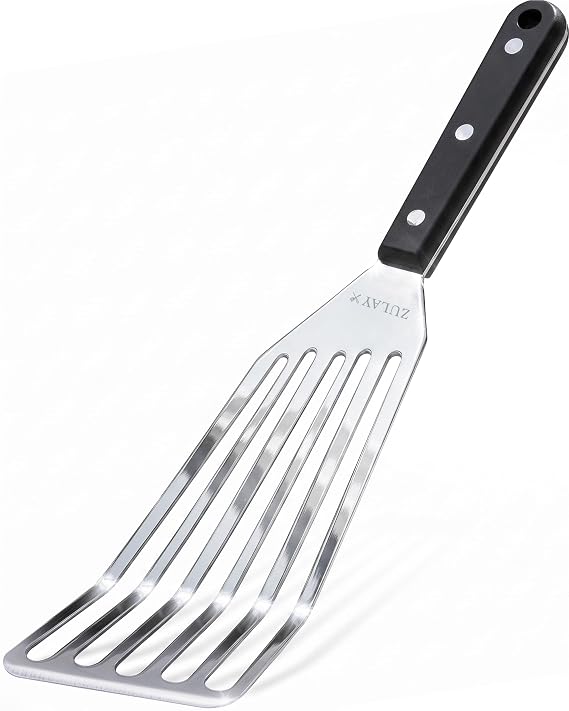 Zulay Kitchen Stainless Steel Fish Turner Spatula | 12.4 Flexible Heat-Resistant Slotted Turner for Non-Stick Cookware - Rust-Proof, Durable & Dishwasher Safe Cooking Utensil