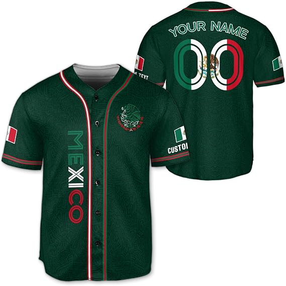Custom Mexico Baseball Jerseys - Vintage Style, Men's Sizes
