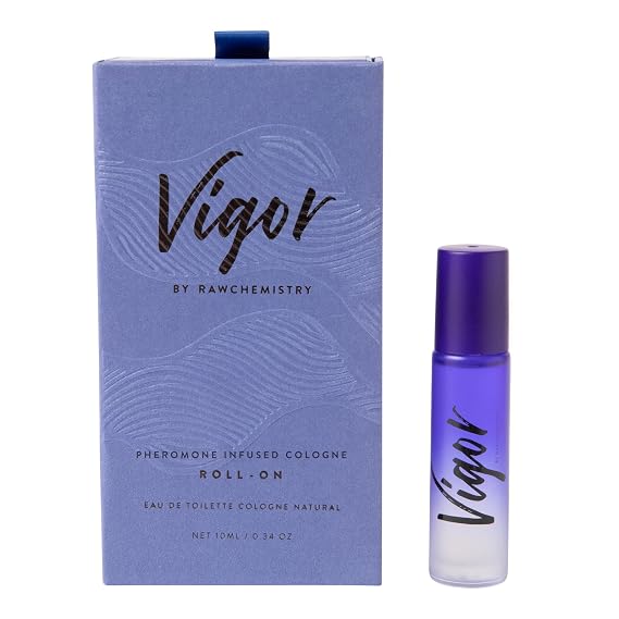 RawChemistry Vigor Pheromone Infused Cologne for Men Roll-On, 10ml | Premium Men's Roll-On Cologne, Citrus, Fresh Spice, Vetiver & Leather, Long-Lasting Fragrance, Made in USA