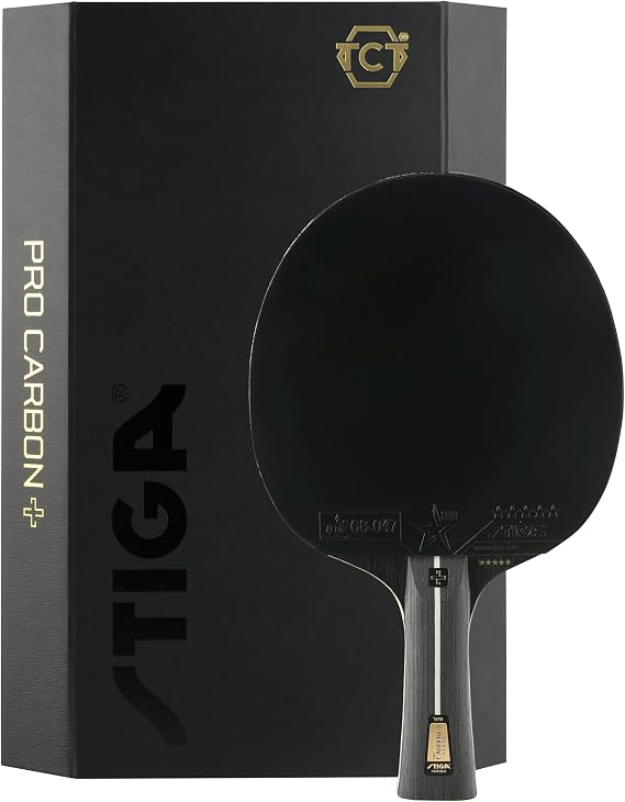 STIGA Pro Carbon + Table Tennis Bat for Advanced Offensive Players - ITTF Approved Touch Carbon Technology - Improved Speed Control and Comfort - Black/Red
