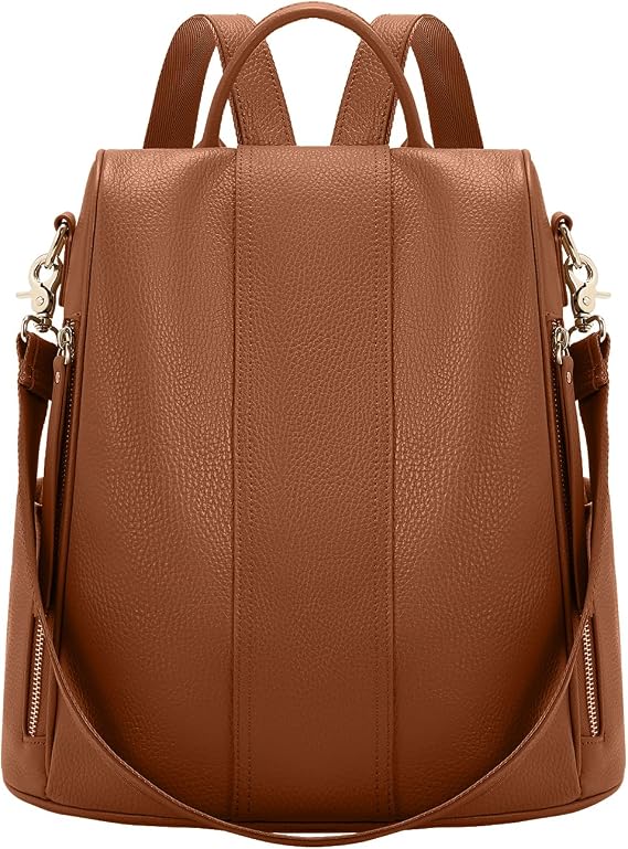 Leather Backpack Purses, Anti-theft Genuine Leather Backpack Bags for Women, Large Capcacity Fashion Convertible Shouler Bags for School Travel Daily