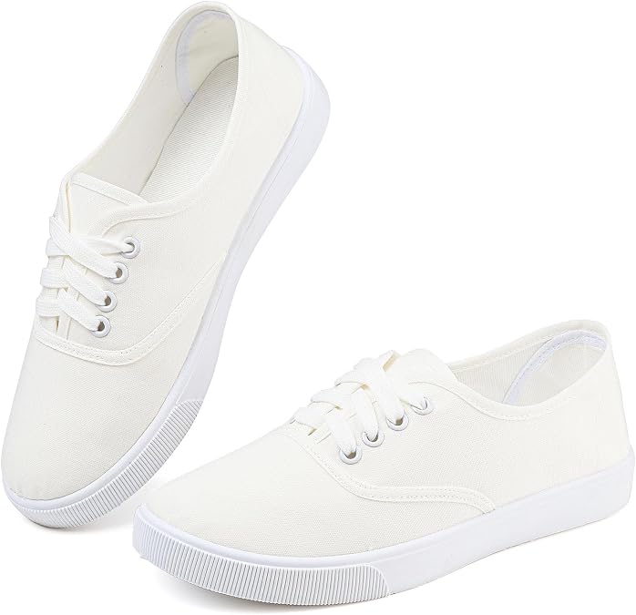 Womens White Canvas Sneakers