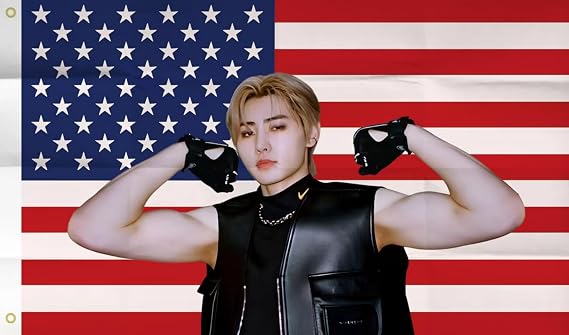 Sunghoon Enhypen American flag 3x5 Ft Outdoor Indoor,Kpop and His Biceps USA Tapestry for Bedroom Living room dorm wall with Brass Grommets,gift for Fans